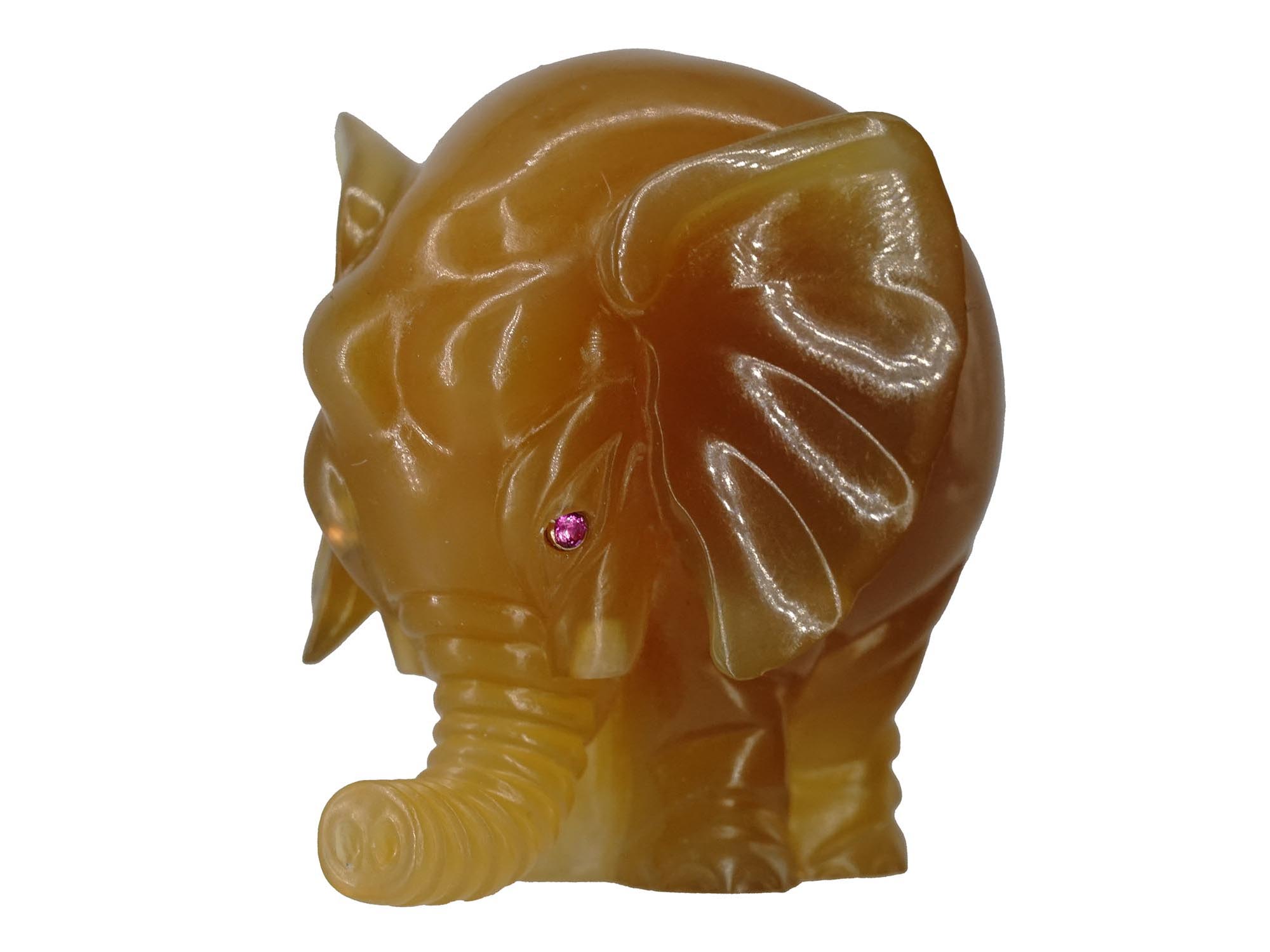 RUSSIAN HAND CARVED AGATE ELEPHANT FIGURINE PIC-1